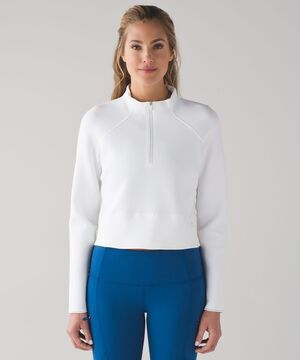 Lululemon Kicking Asphalt 1/2 Zip Long Sleeve Mock Cropped Top White sz 4